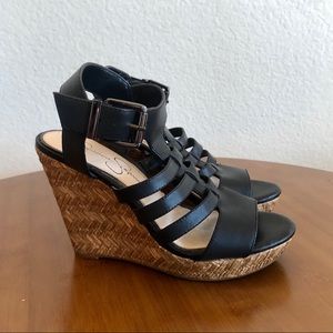 Jessica Simpson black wedges